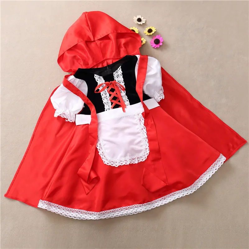 Umorden Pasaku Little Red Riding Hood Kostīms, Bērnu, Meiteņu Toddler Puse Purima Halovīni Kostīmi