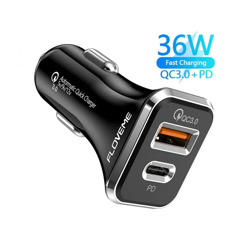USB C Automašīnas Lādētājs Super Mini Metāla 36W Ātri USB Automašīnas Lādētājs PD QC 3.0 Dual Port Automašīnas Adapteris IPhone 12 11 8 Par Android