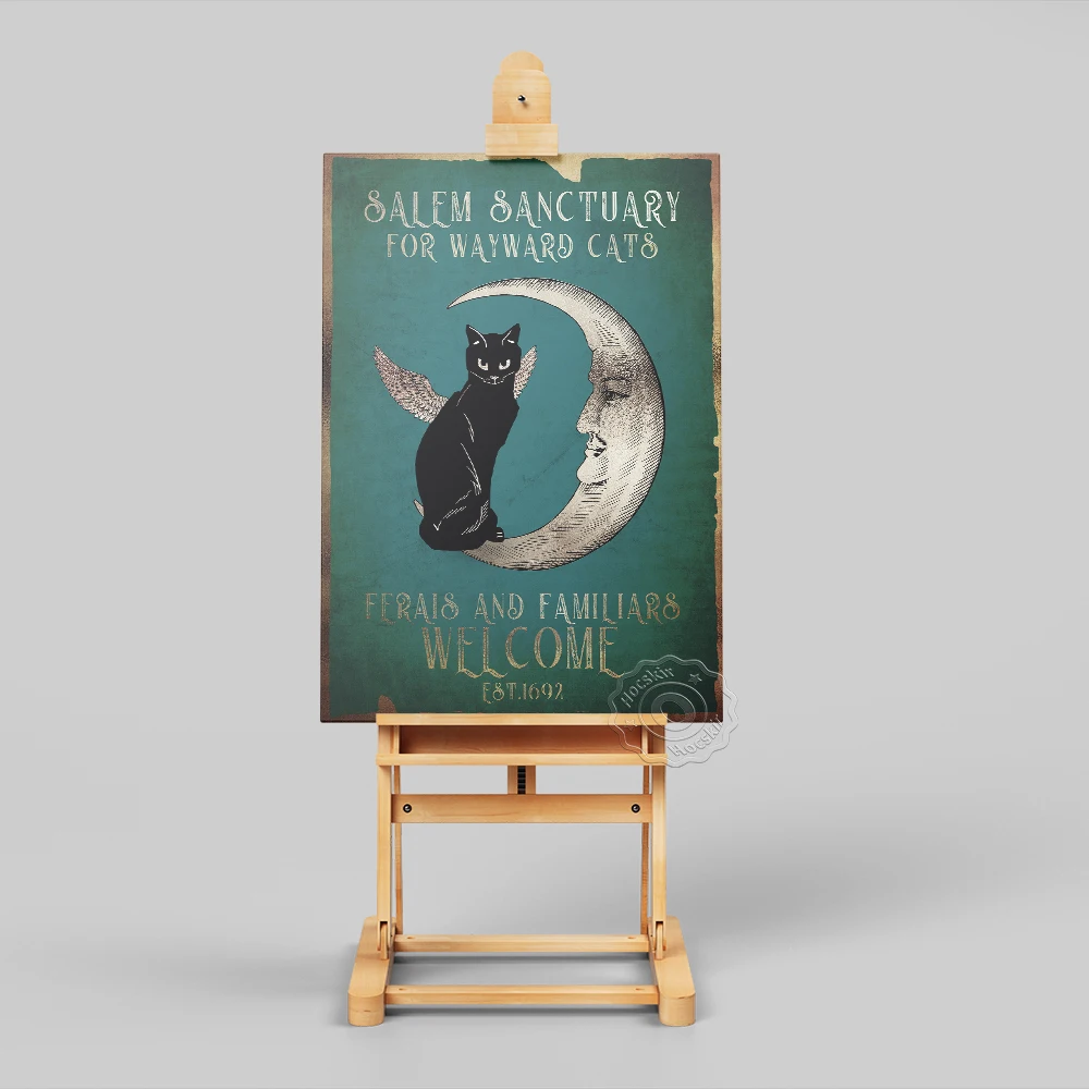 Salem Patvērumu Niķīgs Kaķi Plakātu, Melns Kaķis Mākslas Izdrukas, Vintage Kaķis Raganas Mēness Mākslas Izdrukas, Vintage Art Sienas Uzlīmes