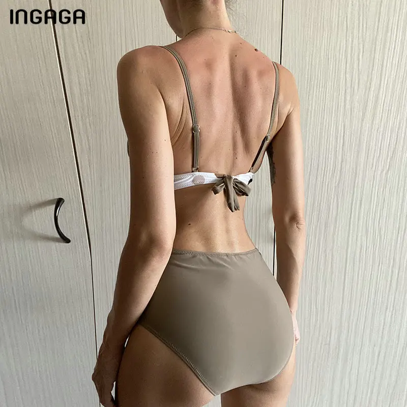 INGAGA Sexy Bikini Augsto Vidukli, Peldkostīmi, Sieviešu Peldkostīmi Push Up Bikini Komplekts Ruched Biquini Leopard Peldvietu Tērpi Ir 2021. Vasaras