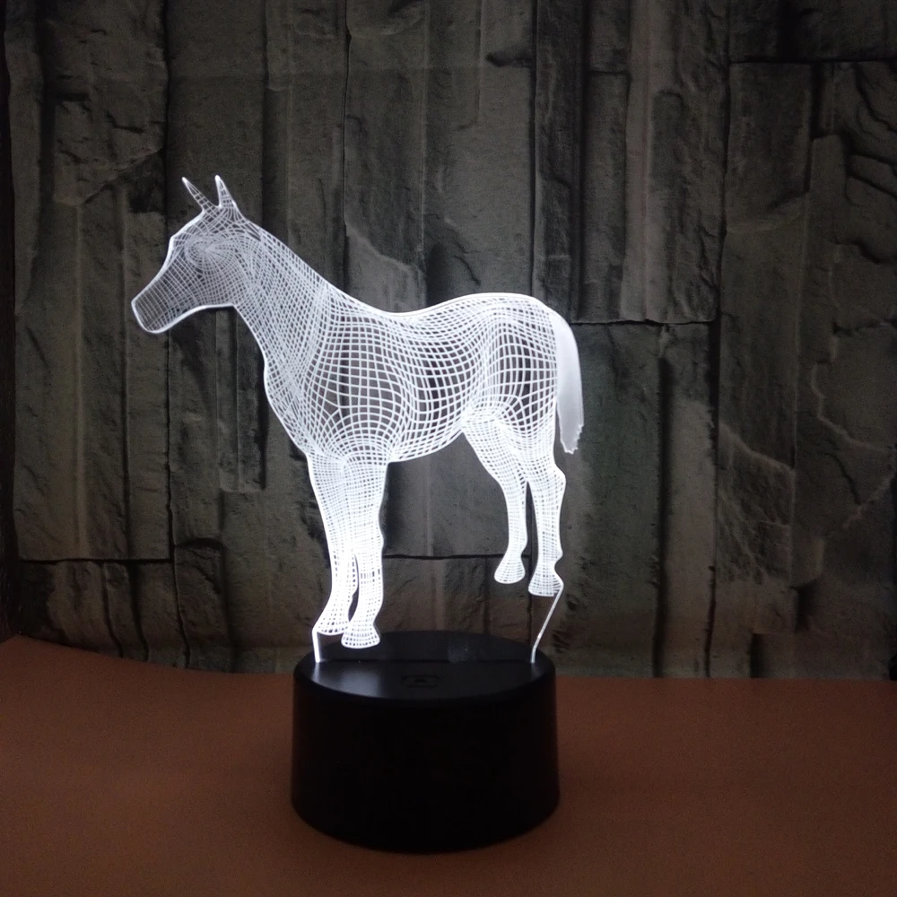 Attālos Vai Touch Switch Akrila 3D Stereo Redzes Lampas Zirgu Interjera Dekoratīvā Lampa, 7 Krāsas Maiņa Pieskarieties Guļamistabas Gultas Lampa
