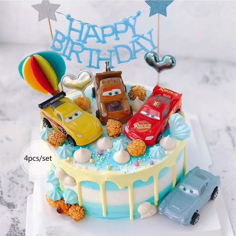 McQueen Kūka Apdare 4gab/set Karikatūra Auto Kids Happy Birthday Party Kūka Dekorēšanas Piederumi Bērnu Dušas Kāzu Kūka Topper