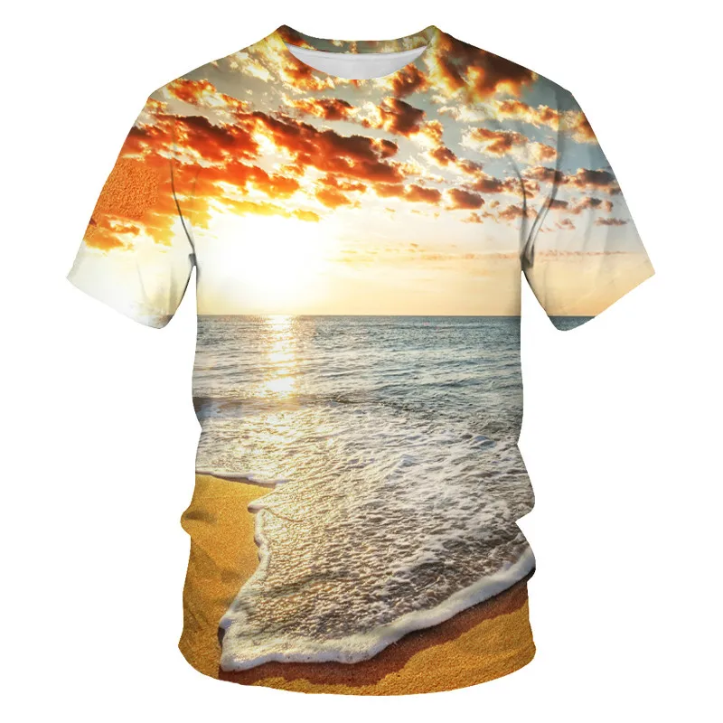 Vasaras vīriešu un sieviešu apģērbu, 3D druka, T-krekls O-veida kakla īsām piedurknēm T-krekls āra ainavu fotografēšanai ikdienas atpūtas