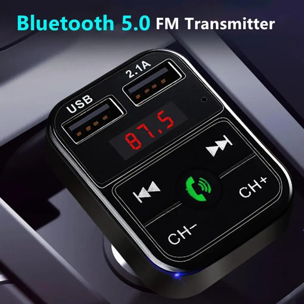 JAUNAS Automašīnas Bluetooth 5.0 FM Raidītājs Bezvadu Brīvroku Automašīnas MP3 Uztvērējs Dual Piederumi Lādētājs Auto Fast USB Audio Playe P3D0
