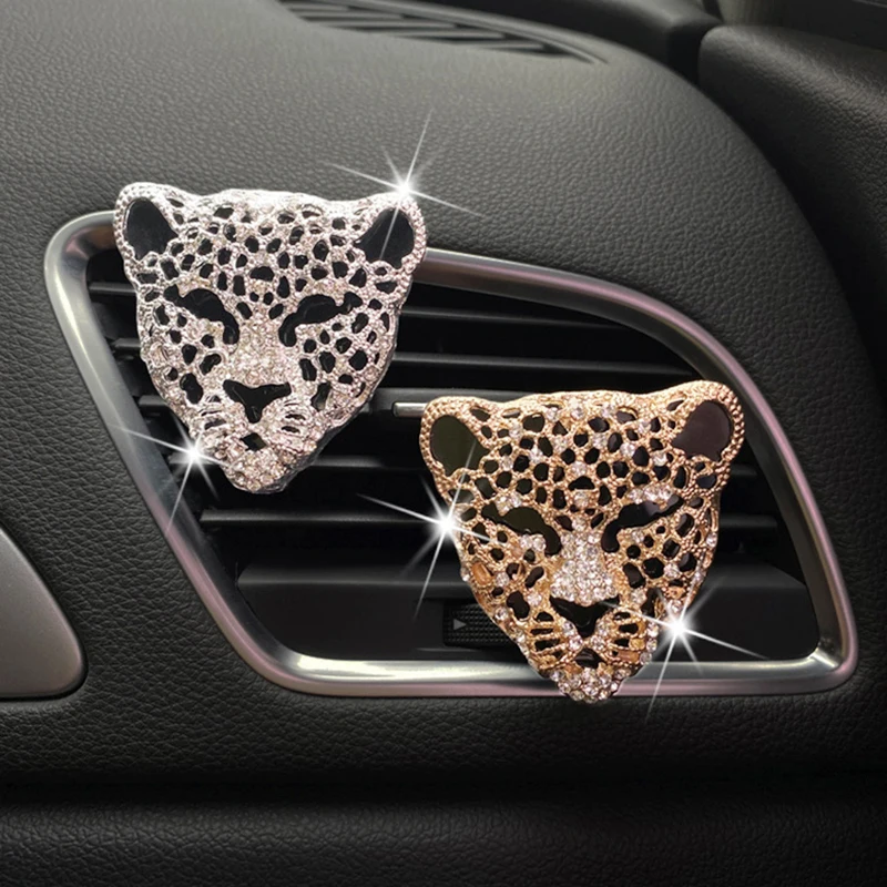1gb Kristāla Leopard Auto Gaisa Atsvaidzinātāji Auto Izplūdes Smaržas Klips, Interjera Aksesuāri, Auto-stils Ventilācijas Cietās Smaržas Izkliedētājs