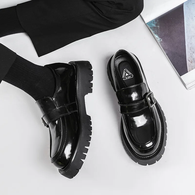 Vīrieši Harajuku Korejiešu Stilā, Streetwear Biznesa Gadījuma Bieza Platforma, Īstas Ādas Kāzu Mokasīni Kurpes Vīriešu Ādas Kurpes Vīrietis