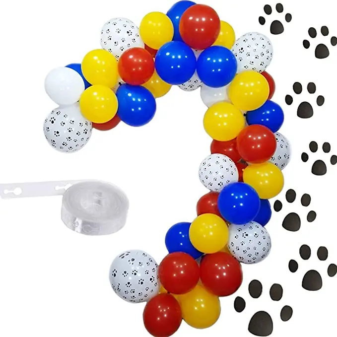 102Pcs/lot Paw Balloons Garland Red Blue Yellow Balloon Arch Dog Paw Globos for Kids Baby Shower Birthday Party Decor Supplies