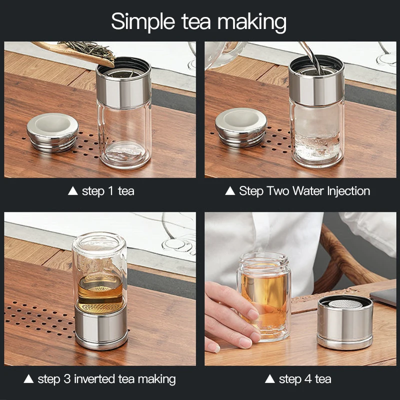 Dubultā Stikla Ūdens Pudele ar Tējas Infuser Vienu taustiņu Tējas Atdalīšanas Dzēriena Pudele, Tējas Tase karstumizturīgs Brilles Drinkware