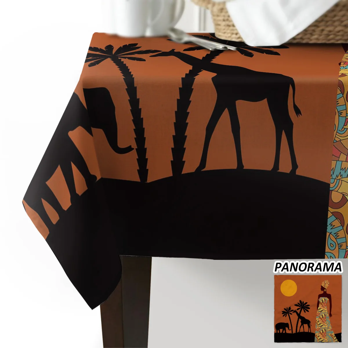 Ēdamistabas Krēsls Segtu Āfrikas Sieviete, Augu Zilonis, Žirafe Etniskā Drukāt Krēslu Pārvalki Mājas Galda Segums Krēsli, Virtuves Galdauts
