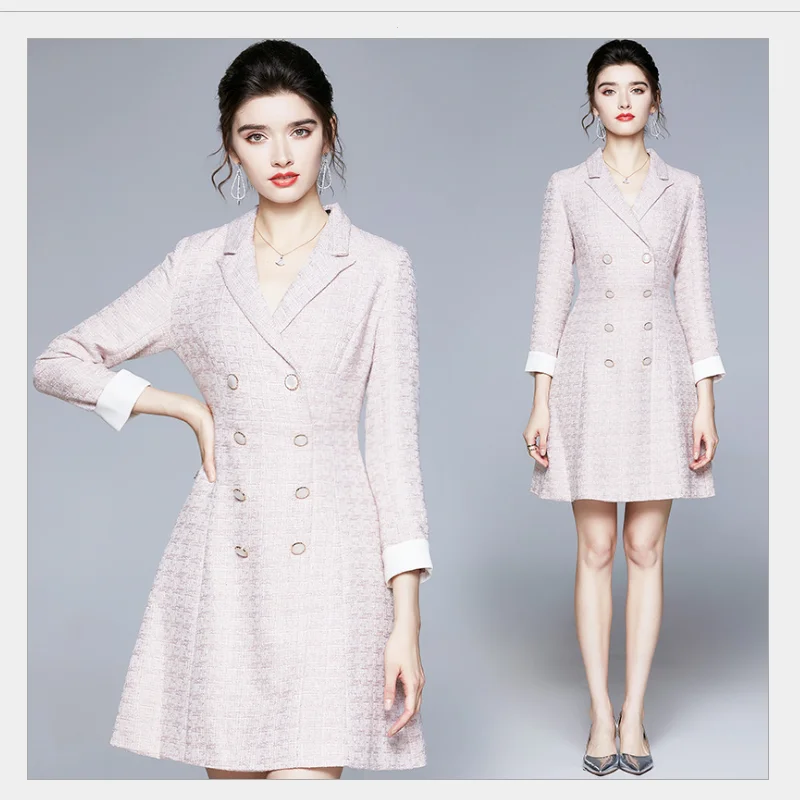 Rudens un ziemas drēbes jaunas tvīda uzvalku svārki kleita sieviešu vidukļa novājēšanu temperaments sieviešu svārki rozā modes sievietēm