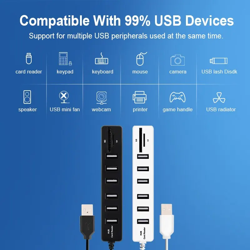 Universālais Mini USB Hub 3.0 High Speed USB Sadalītājs 3 Port Hub Ar TF SD Karšu Lasītājs, 6 Ostas 2.0 Hab Adapteris DATORU Piederumi
