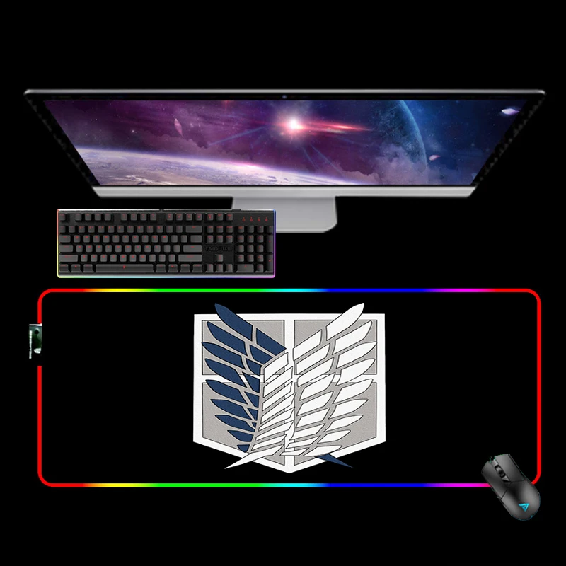 RGB LED Gaming Peles Paliktņa peles paliktnis Klaviatūra Galda Paklāju Spēle Gumijas Nē,-Peles slīdēšanas Paklājiņš 90x40 Tapis De Souris Uzbrukumu Titan Logo