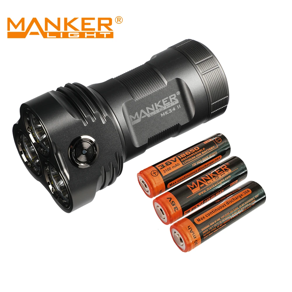 Manker MK34 II Spēcīgu Prožektoru Kabatas Plūdu Lukturīti, ar 3x 3100mAh Augstas Izlādes 18650 Akumulatoru