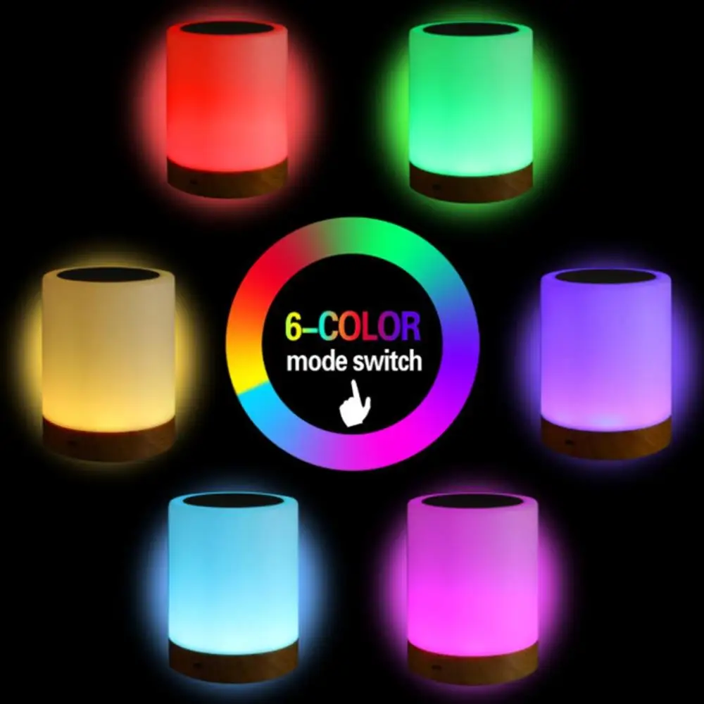 Guļamistaba Multicolor USB LED Krāsains Lampas Galda Atmosfēru Regulējamas, Mājas Dekoru Portatīvo Nakts Gaisma Touch Kontroli Dāvanu Koksnes Graudu