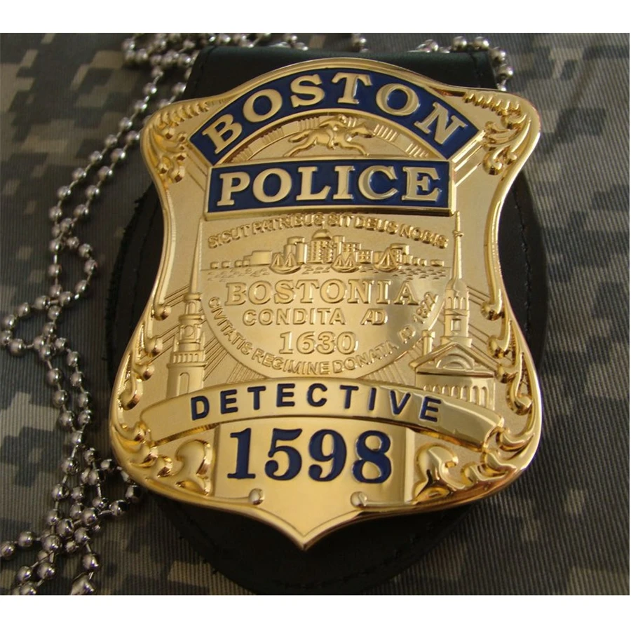 Asv Bostonas Detektīvs Metāla Emblēma 1598 ASV Bostonas Policijas Nozīmītes Kolekcija 7.6*6.6 cm