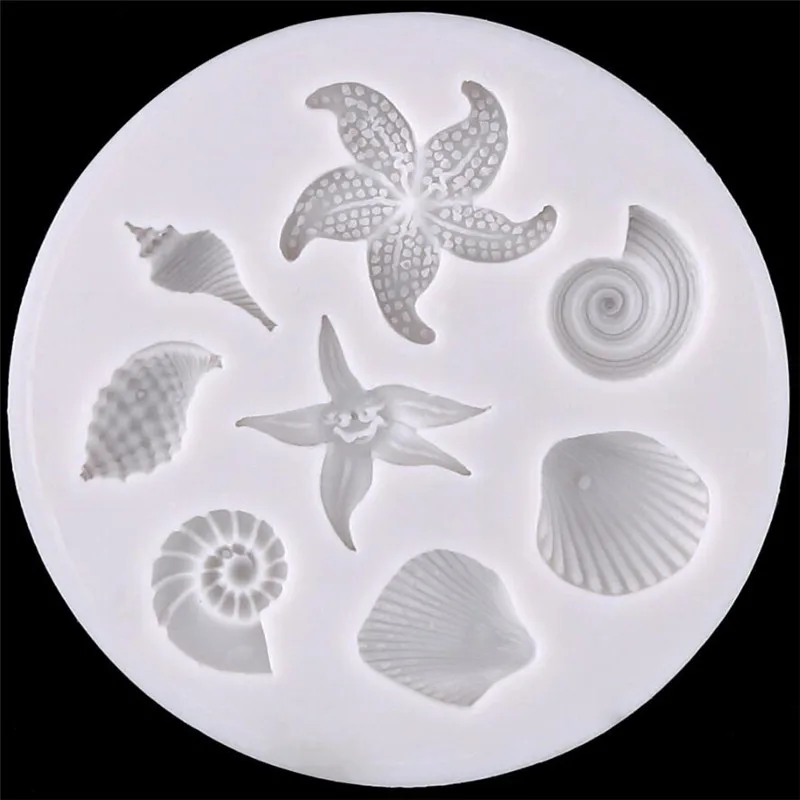 Jūras Čaulas Gliemene Starfish Silikona Kūku Veidnes DIY Pomādes Kūka Dekorēšanas Instrumentiem Gumpaste Šokolādes Konfektes, Ziepes, Māla Veidnes