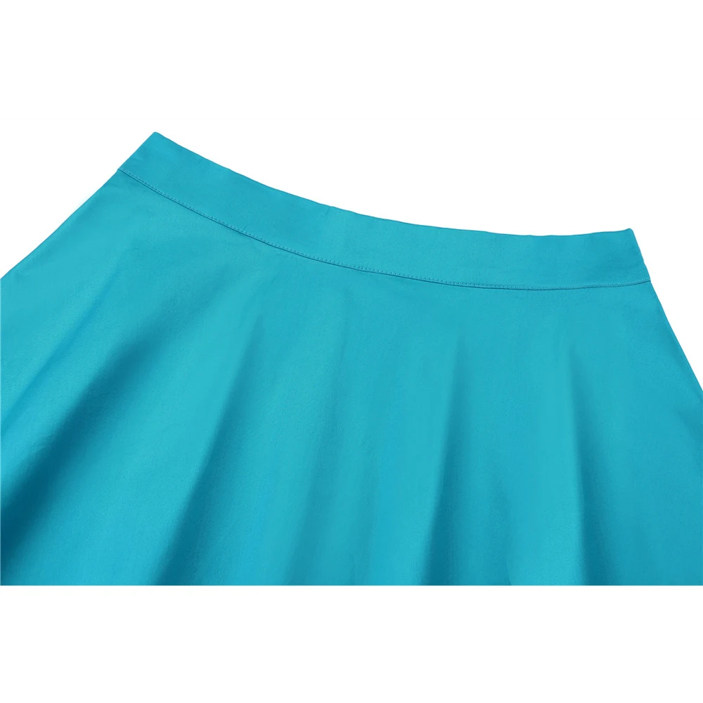 SISHION Y2K Kokvilnas Cietā Krāsa Cyan Vasaras Svārki VD0020 Jupe Femme Sieviešu Apģērbu 50s 60s Retro Vintage Svārki