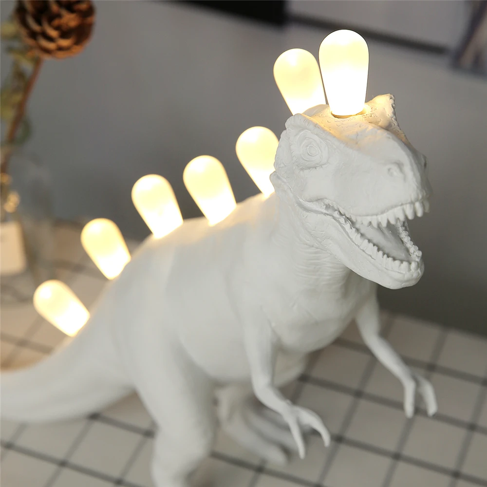Dinozauru Galda Lampas Guļamistabas Iekštelpu Izrotāšanai Mājās Deco Galda Deg Dzīvojamās Istabas Dzīvnieku Sveķu Modeli, Naktsskapītis Lampas