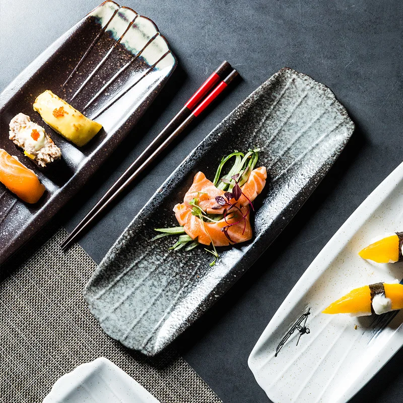 Japāņu suši plāksnes keramikas plāksnes radošo sloksnes, plāksnes restorānā ēdiens plāksnes jiaozi plate, kas cepta spārna plāksne brokastis dzīvoklis plate