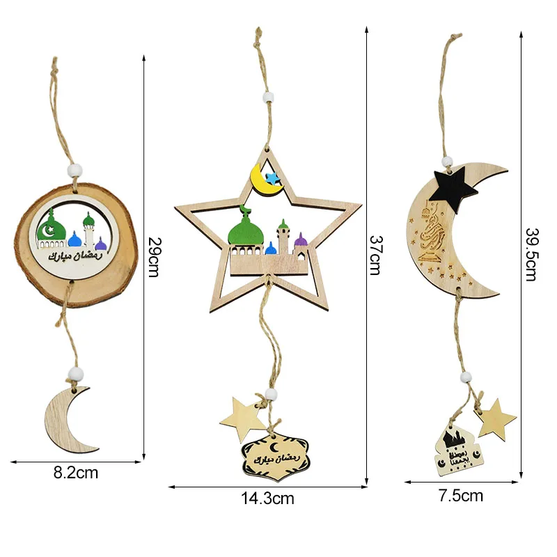 Eid Mubarak Koka Kulons Ramadāna Moon Star Ornaments DIY Koka Amatniecība Par Ramadāna Kareem Islāma Musulmaņu Puses Nokarātos Dekoru, Dāvanu