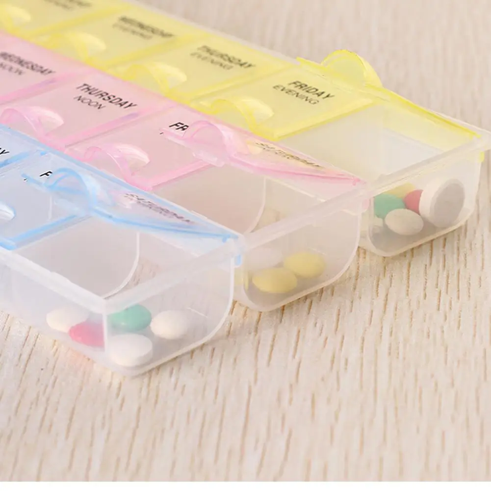 7 Dienas Nedēļā Pārredzamu 21 Nodalījuma Vāku Tablete Pill Box Turētājā, Medikamentu Uzglabāšanas Organizators Gadījumā, Ja Konteiners
