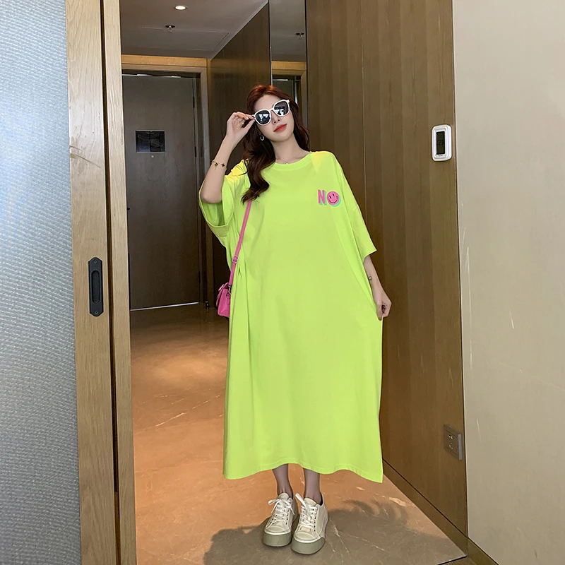 NYFS Vasaras kleita ir 2021. korejiešu Jaunā Zaudēt Sievietei Kleitu Vestidos Drēbes Elbise Modes Krāsains smaidiņu Drukāšanas Gara Kleita