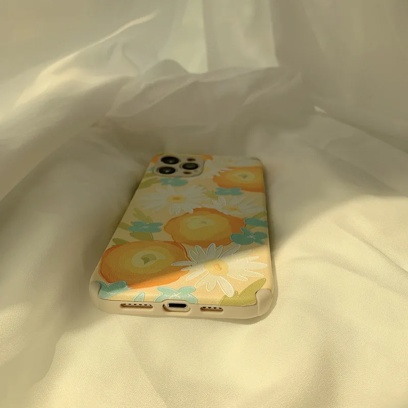 Retro Salds daisy balti ziedi, eļļas glezna mākslas Tālrunis Lietā Par iPhone 11 12 Pro Max Xr Xs Max 7 8 Plus X 7Plus gadījumā, Gudrs Vāciņš