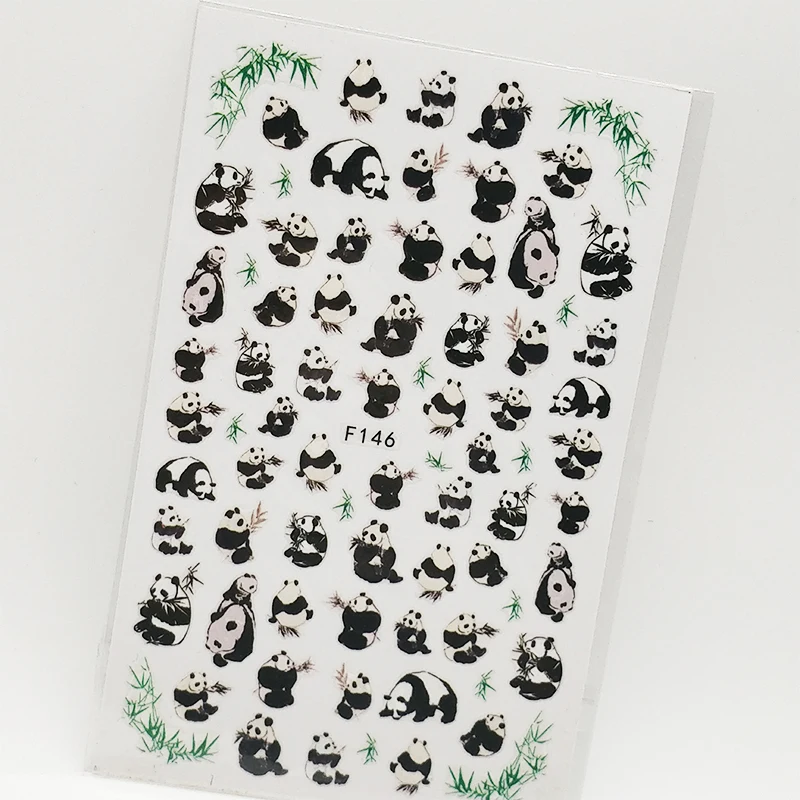 2gab 3D Uzlīmes Nagiem Gudrs Panda Bambusa Nagu Uzlīmes Folijas Nail Art Rotājumi, Manikīra Piederumi, Padomi Decoraciones