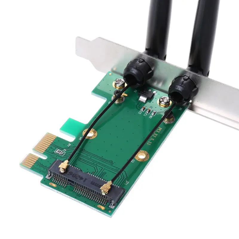 Bezvadu tīkla Kartes wi-fi, Mini PCI-E Express uz PCI-E 2 Antenas Adapteris Ārējo PC