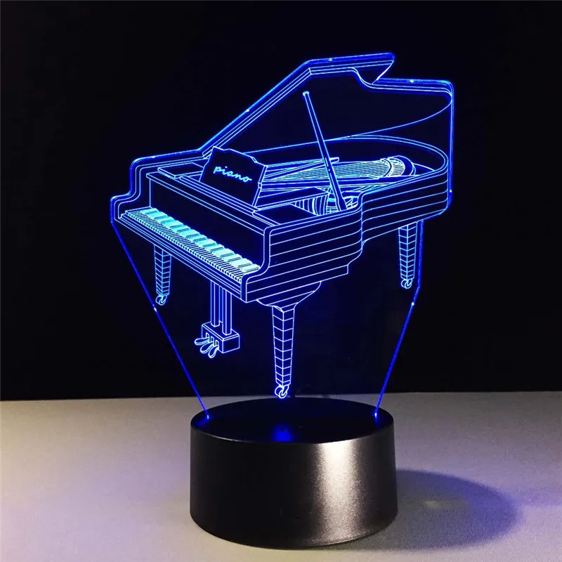 7 Krāsas, Mūzikas Instrumentu Retro Piano Spuldzes Mūziķis Dāvanu Bērnu Guļamistaba Dekorēšana Elegants Nakts Apgaismojums RGB Lava 3D USB LED Lampa