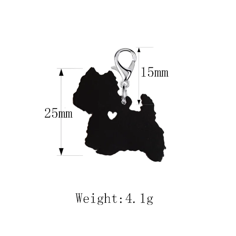Balts terjers, Melns suns, Atslēgu ķēdes ar 11mm apšuvuma omāra aizdare spēkā Modes rotaslietas Keychains aksesuāri sievietēm
