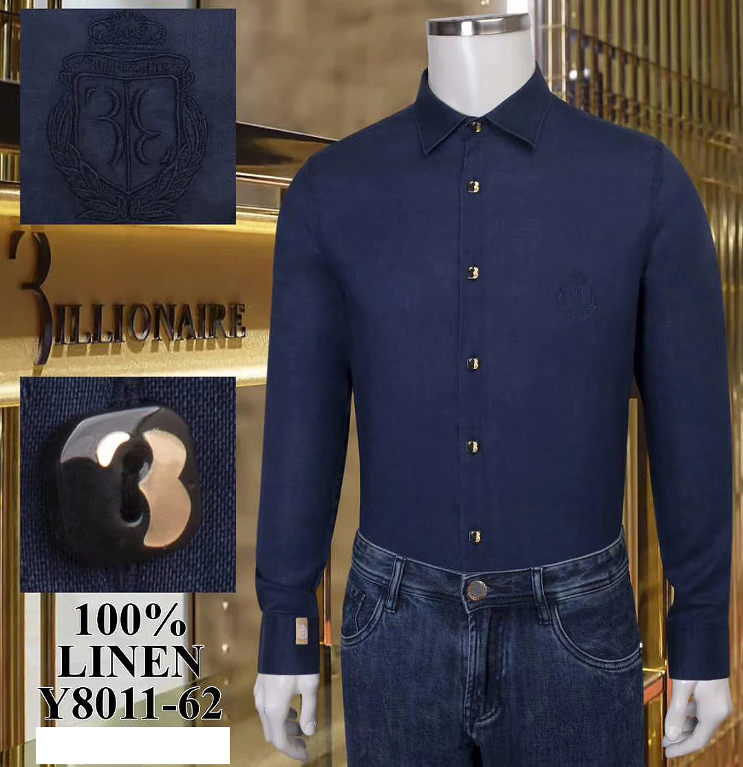 LINA Miljardieris Krekls ar garām piedurknēm vīriešiem ir 2021. gadam jaunu Uzņēmumu modes silts izšuvumi liela izmēra augstas kvalitātes M~4XL