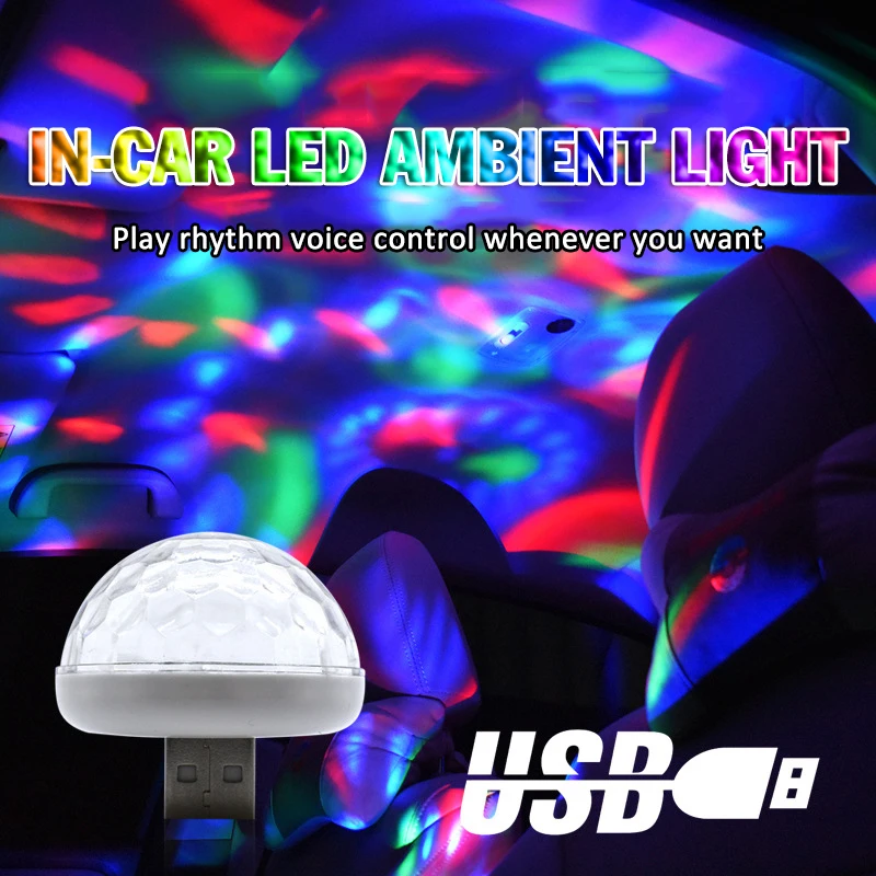 Mini USB RGB LED Disko Skatuves Apgaismojums Bumbu DJ Crystal Magic Light Mājas neona Puse Burvju Bumbu Posmā Spēkā Lampas Mobilais Tālrunis
