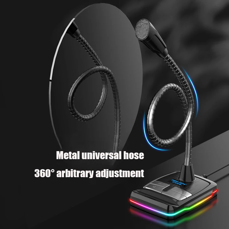 USB Mikrofons, RGB Gaismas emisijas Elastīgu Bezmaksas Disku, HD Skaņas Karte Trokšņa Samazināšanas Datora Mikrofons