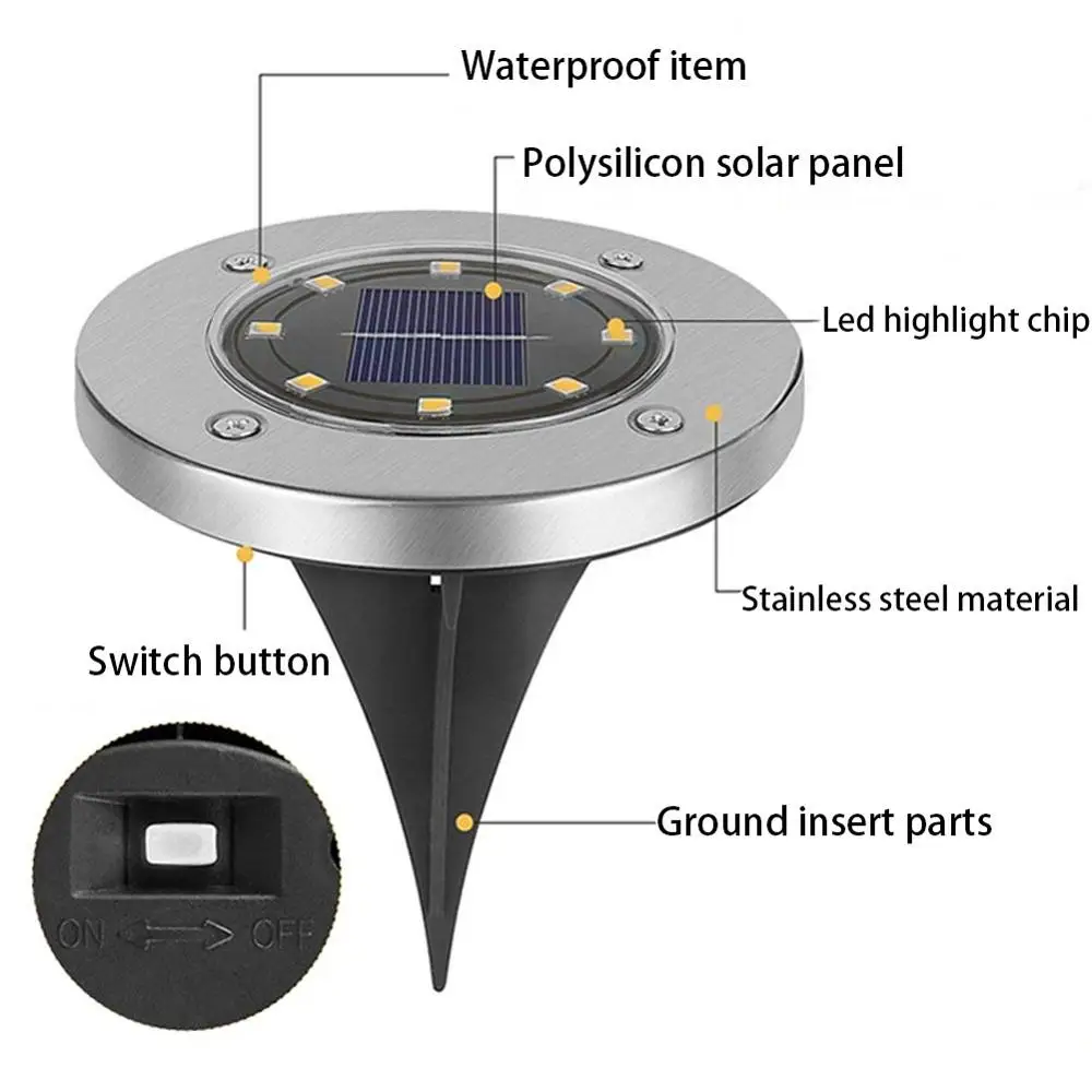 Multi-izmantot Solar Powered Zemes Gaismas 4/8 LED Āra Ceļu Light Spot Lampas Pagalmā Dārza Zāliena Ainavu Ūdensizturīgs