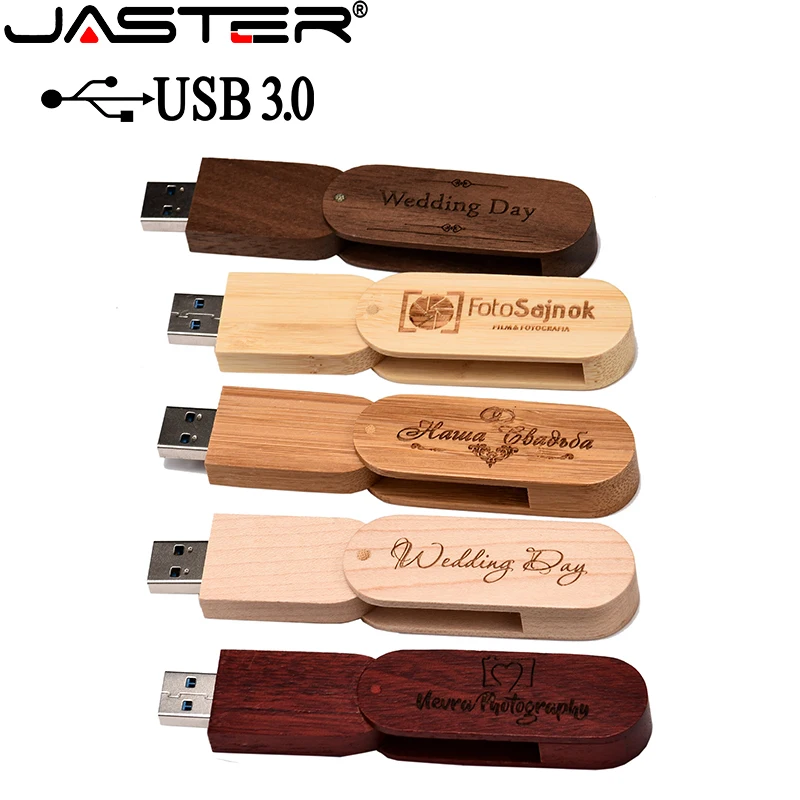 JASTERWooden USB Flash Pasūtījuma LOGO Pen Drive 8GB 16GB 32GB 64GB USB 3.0 Pendrives Kāzu Dāvanas Memoria USB Diska(1gb bezmaksas logo)