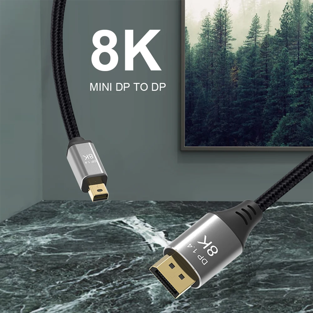 8K Mini Displayport uz DisplayPort Bi-virziena Pārveidošanu kabelis Mini DP, lai DP thunderbolt 2 Pārveidotājs klēpjdatoru monitors HDTV
