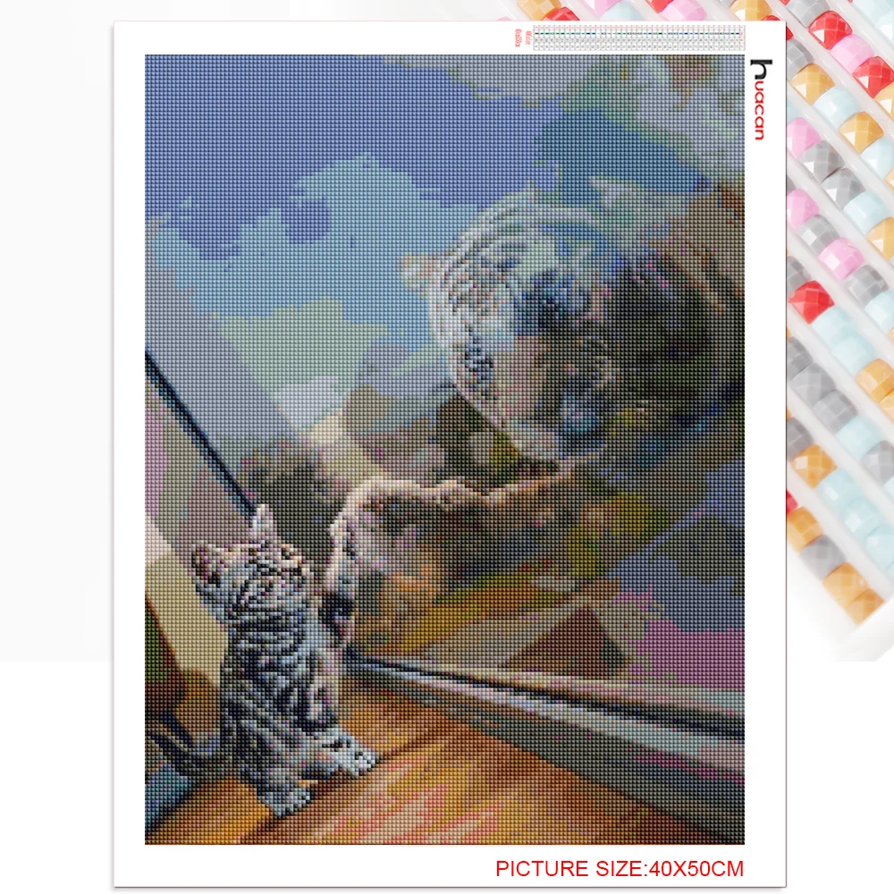 Huacan 5D DIY Dimanta Mozaīkas Izšuvumi Kaķis Tīģeris Rokdarbu Dimanta Mākslas Glezniecības Komplekti Dzīvniekiem Fāzēm Bildes Sienas Dekori