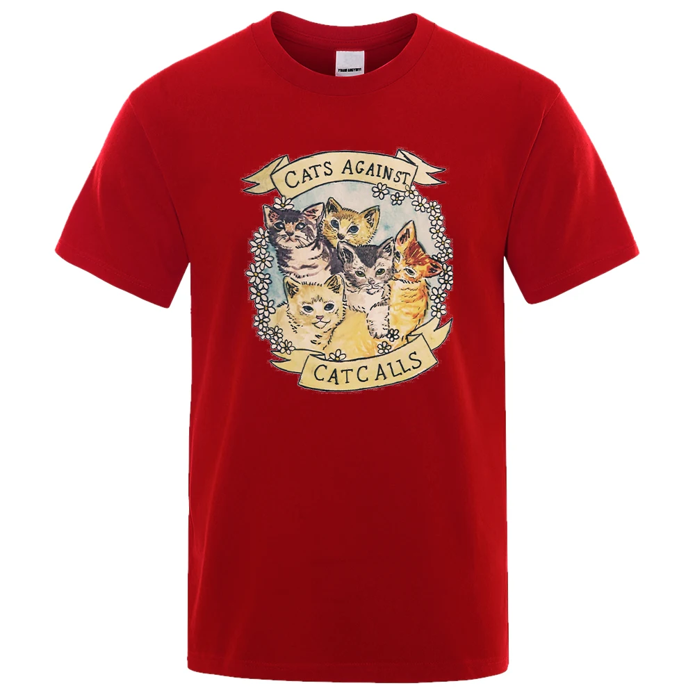 Kaķis Pret Līgas Drukāšanas Vīriešu Tee Krekli Crewneck Mīksto Apģērbu Modes Vintage T Krekli Vīriešu Lielgabarīta Ir 2021. T-krekli