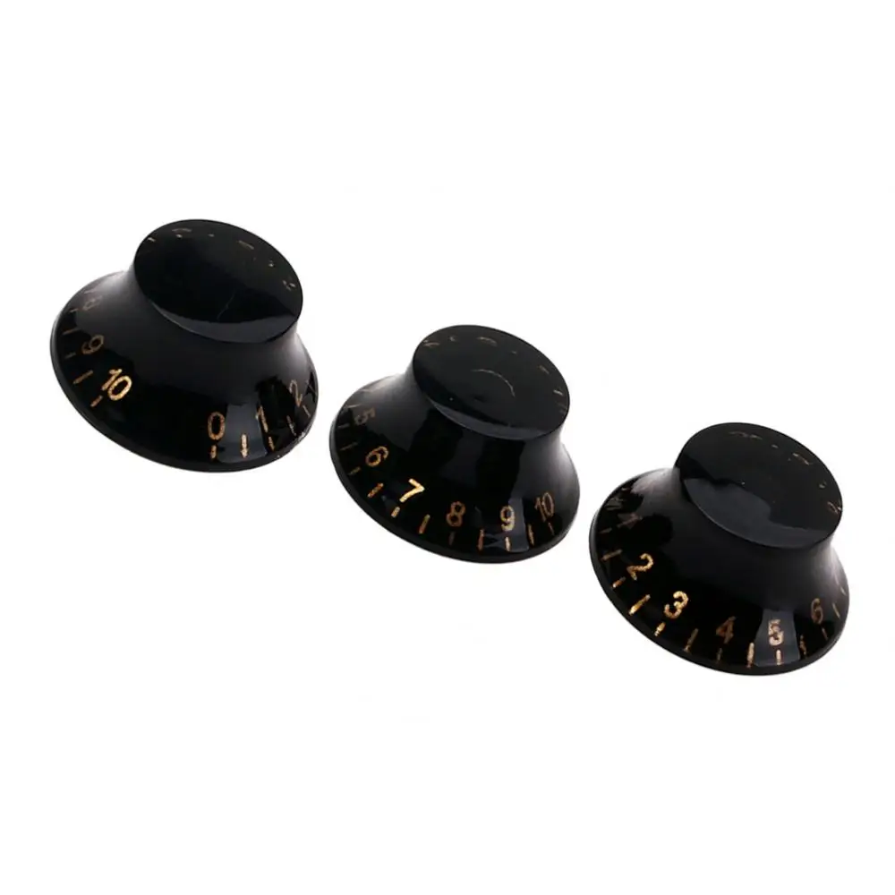 3x Black w/ Zelta Numuru, uz Ģitāras Top Hat Bell Rokturi Ātruma Kontroles