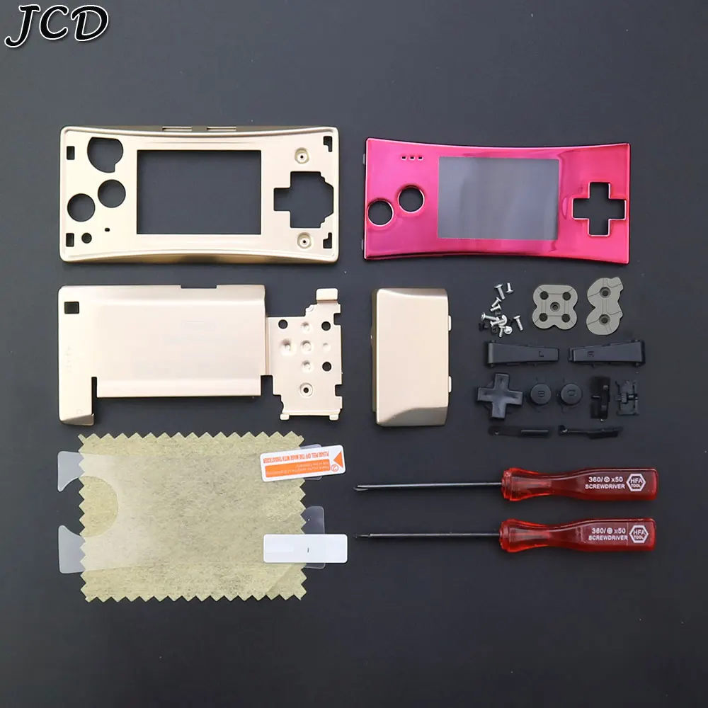 JCD, Lai game boy Micro GBM Konsoles Metāla Korpuss Apvalks Gadījumā Ar Aizsargājošu Plēvi & Pogas Set & Gumijas Vadītāj Pogu& Rīks
