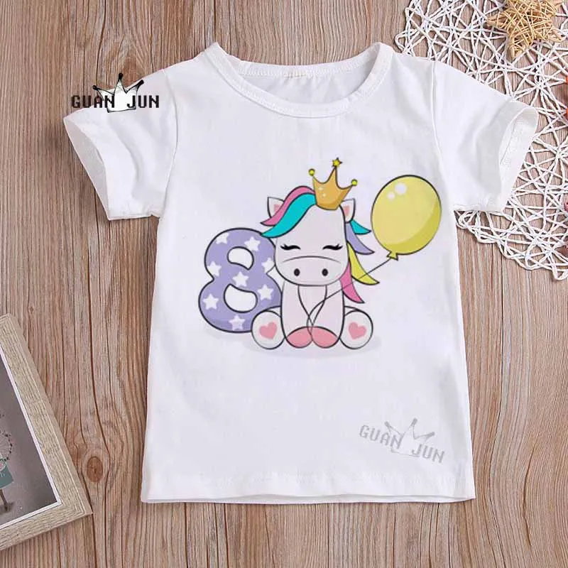 Unicorn Balonu Vēstuli, Bērniem, Meitenēm, T Krekls Vasaras Bērnu Zēniem Topi Toddler Tees Drēbes, Bērnu T-krekli ar Īsām Piedurknēm Dzimšanas diena