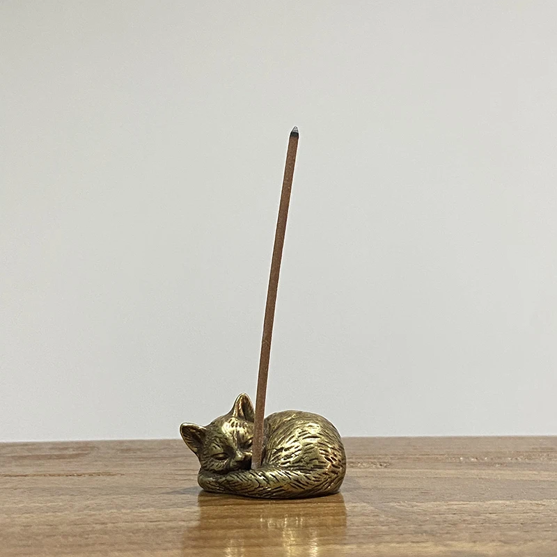 Vintage Brass Gudrs Kaķis Kabatas Vīraka Turētājs Mazo Tējas Pet Rotājumu Dzīvnieku Pussycat Miniatūras Figūriņas Galda Rotājumi, Dāvanas