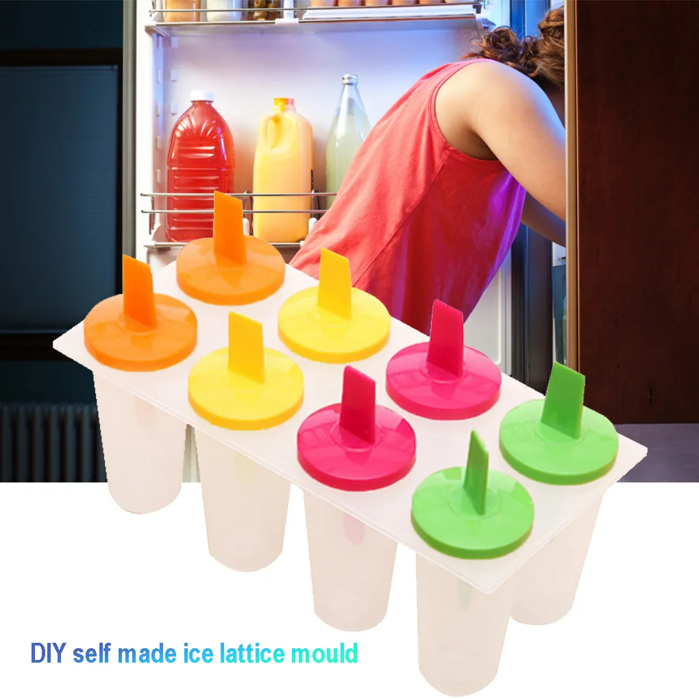 1 GAB. DIY saldējums Pelējuma 8 Šūnas Ice Cube Veidnes Vasaras Popsicle Maker Platsic Virtuves Rīki Nejauši Krāsu Lolly Pelējuma