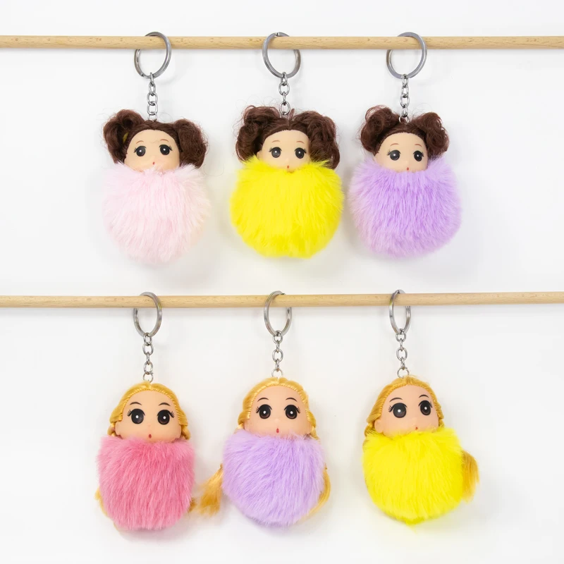 Karstā pūka bērnu un meitenes dāvanu keychain gudrs cirtaini princese multicolor hairball atslēgu piekariņi dāmas soma, rotas keyrings