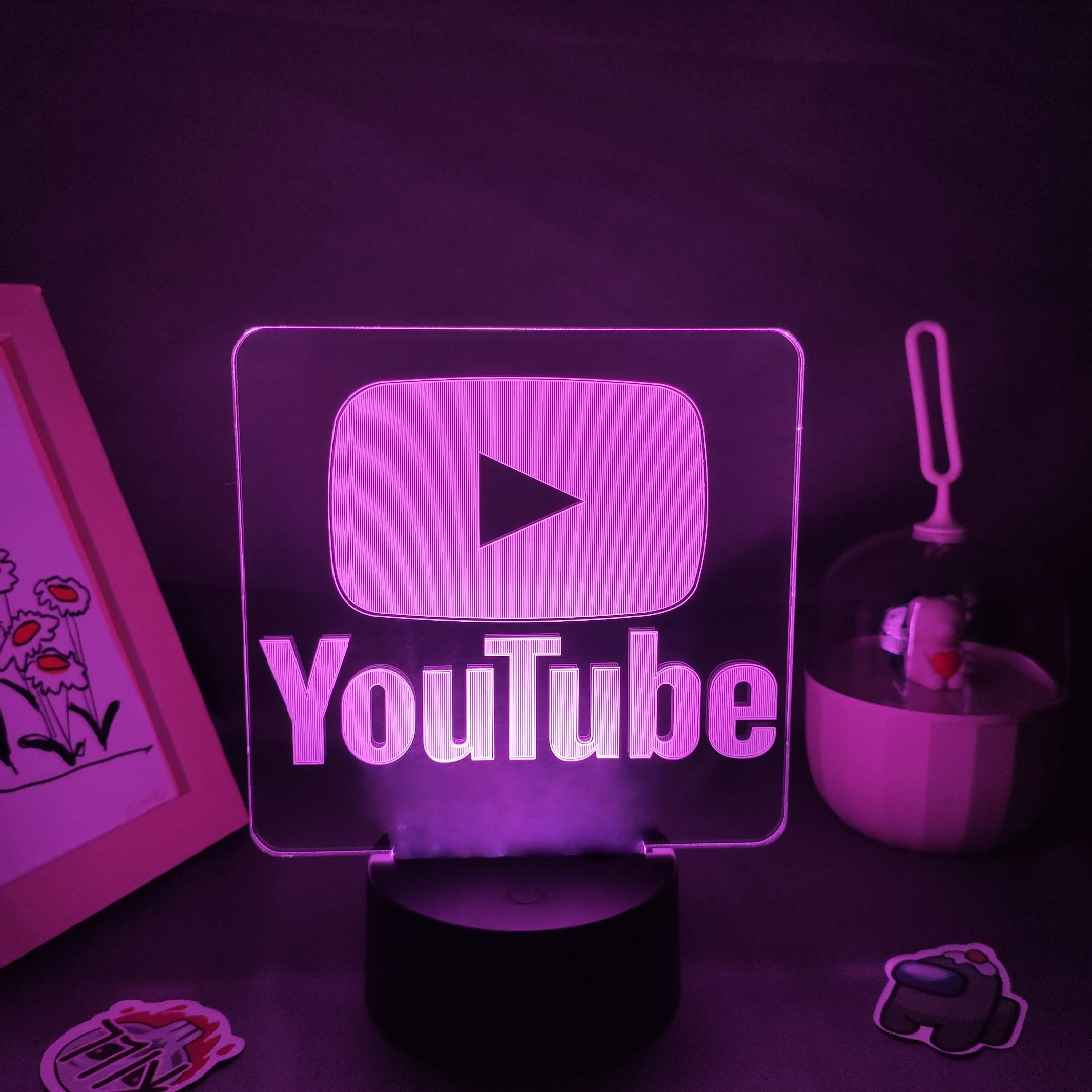 YouTube LOGO Zīmi, Lavas Lampas, 3D LED RGB Neona Nakts Apgaismojums, Cool Krāsains Dāvana Draugiem Guļamistabas Gultas Kafijas Galda Dekorēšana