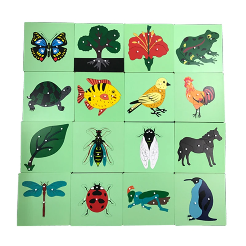 Bērniem, Koka Rotaļlietas, Montessori Ziedu/Augu/AnimalsPuzzle Pirmsskolas Izglītība Pirmsskolas Mācību Dāvanas Bērniem
