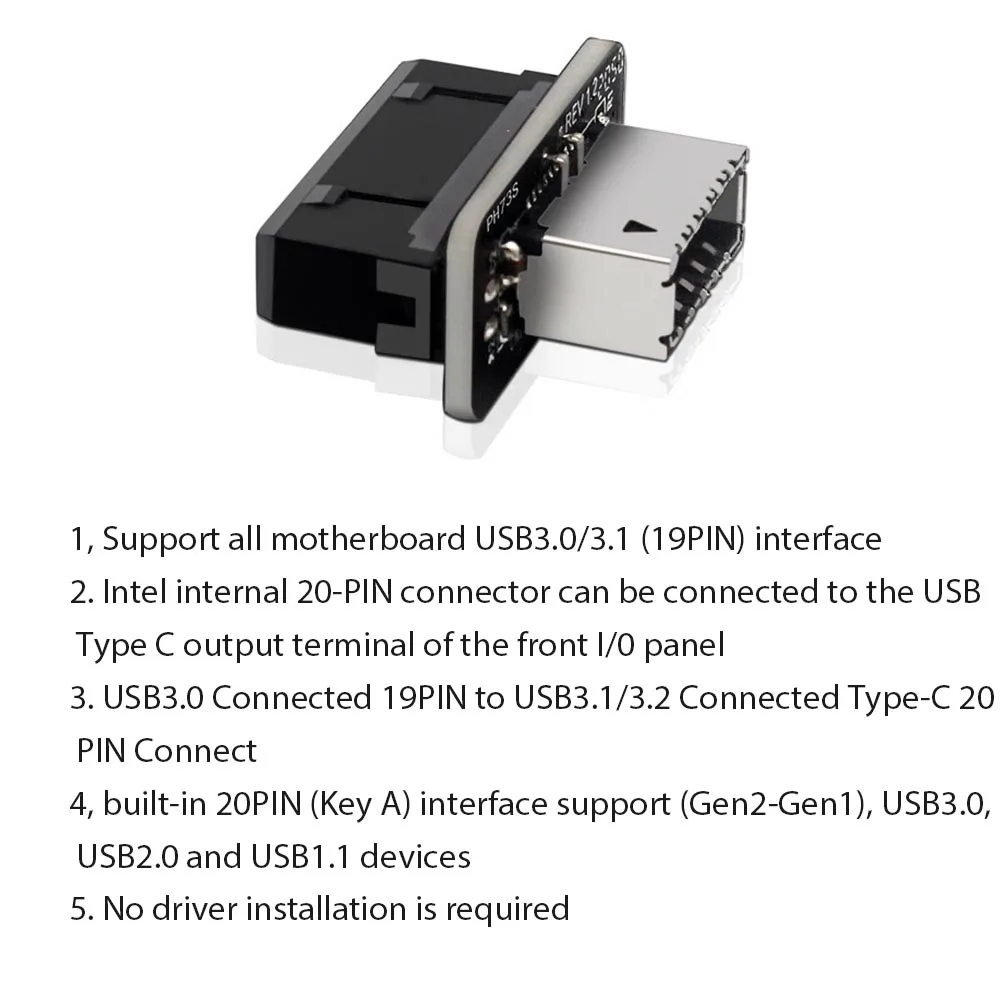USB Galvenes Adapteris USB3.0 19P/20P TIPA-E Pārveidotāja Adapteris Šasija Priekšējā C TIPA Plug-in Pieslēgvietu, Datoru Mātesplati
