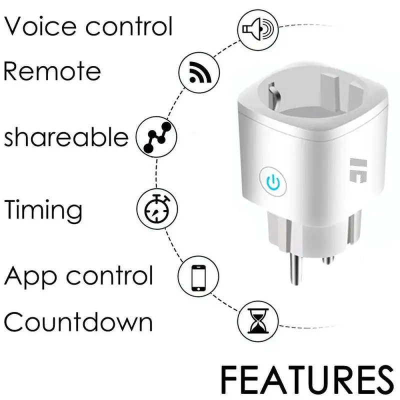 Tuya 10.A ES Smart Plug Wifi Smart Ligzda Smart Dzīves APP Bezvadu Tālvadības pults Balss Kontroles Darbu Ar Alexa, Google Palīgs