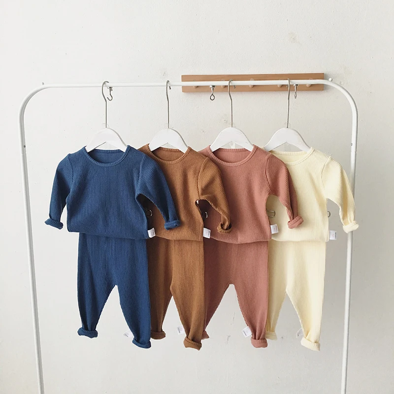 Melario Bērnu Pidžamas Bērniem Sleepwear Long Sleeve Gadījuma Cietā Set Baby Zēni Meitenes Drēbes Kokvilnas Naktsveļu Kids Apģērba